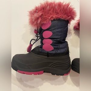 Kamik girls winter snow boots faux trim pull on size 9
